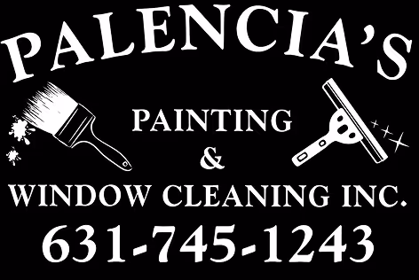 Palencia’s Painting & Window Cleaning Inc. logo with paintbrush and squeegee icons, Long Island home improvement and cleaning services