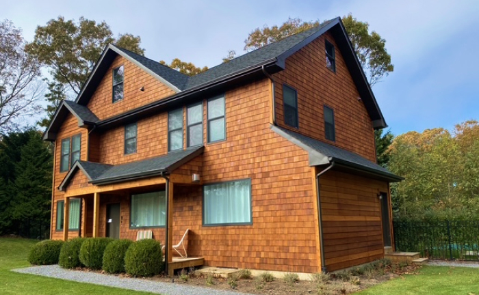 Natural cedar home after restoration 2